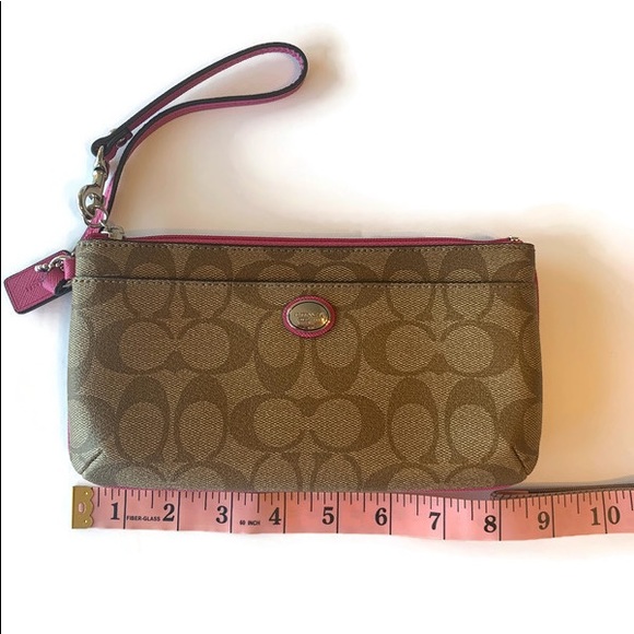 Coach Classic Monogram Wristlet w/Pink Accents - Picture 10 of 11
